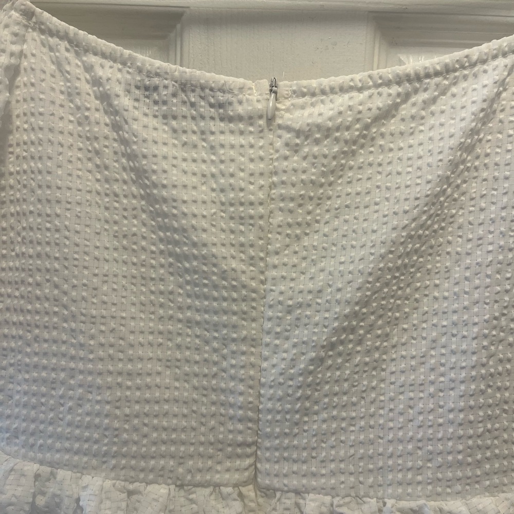 White Puff-Sleeve Tiered Mini Dress size 2 - Picture 8 of 13